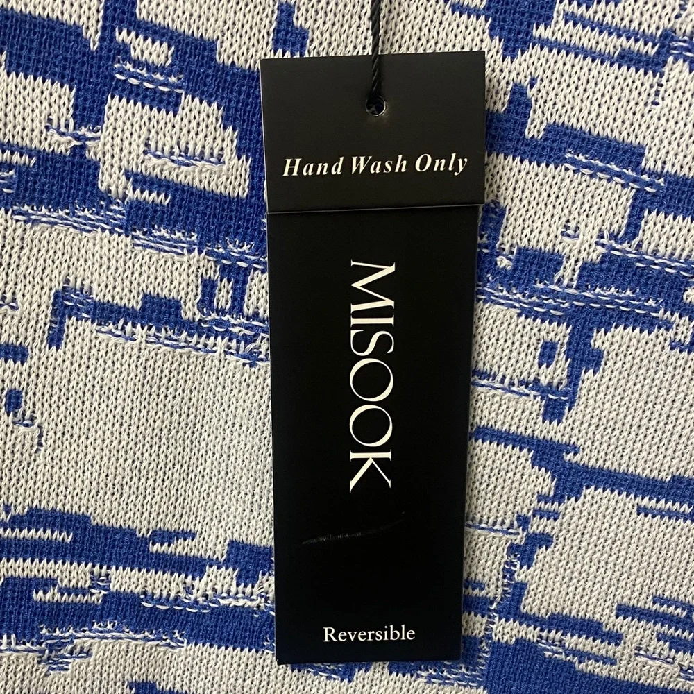 Misook - Reverdible Blue and White Knit sleeveless top - Patterned Sweater
